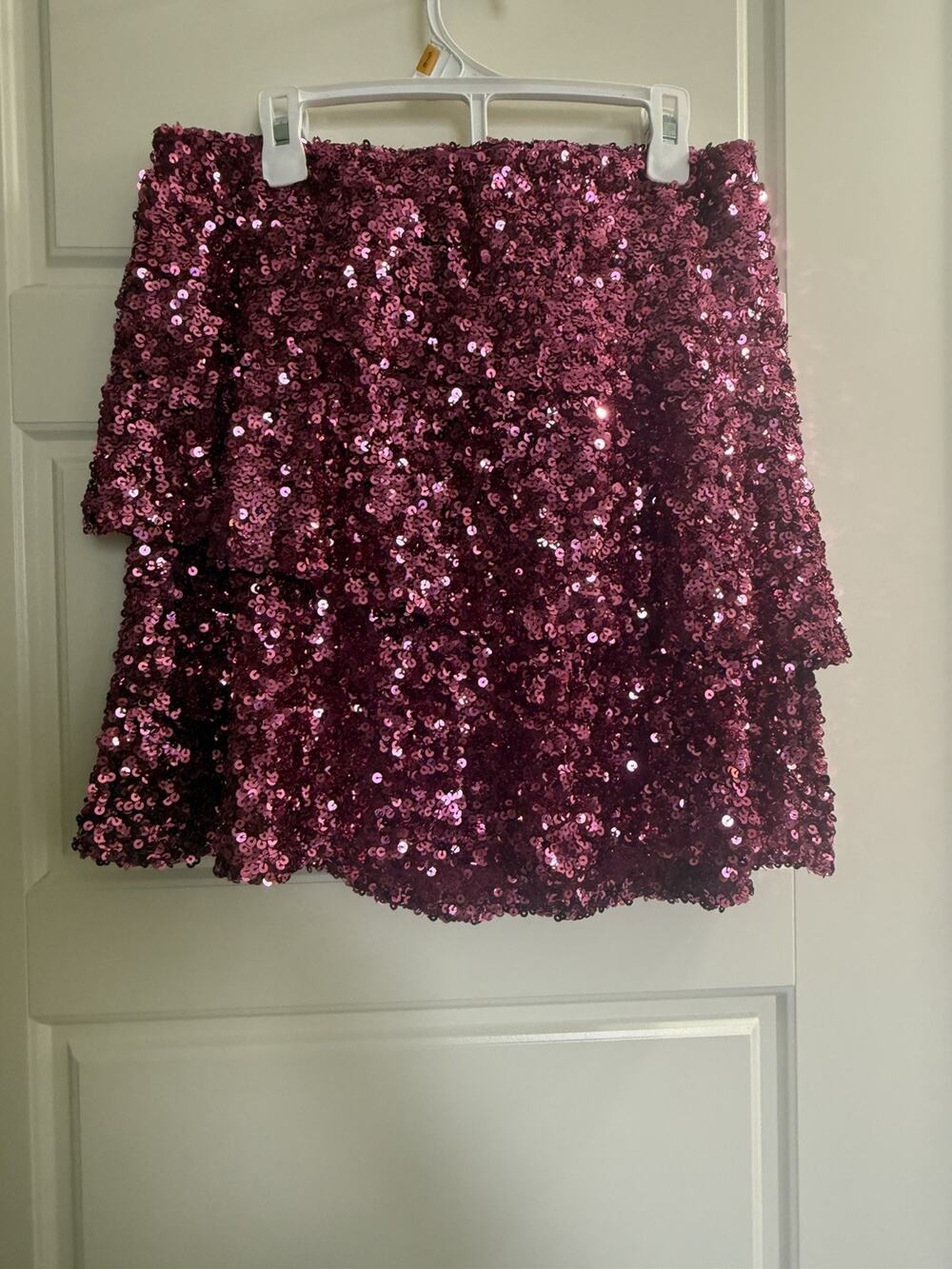 NWT Gianni Bini Girls Pink Sequin Skirt Stretchy Size XL (16)